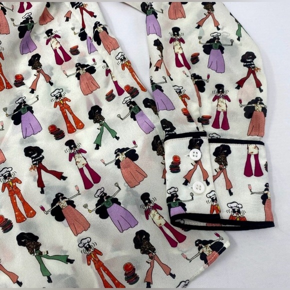 Alice + Olivia Jeannie Chef Stacey Silk Blouse Size Small - Picture 8 of 10
